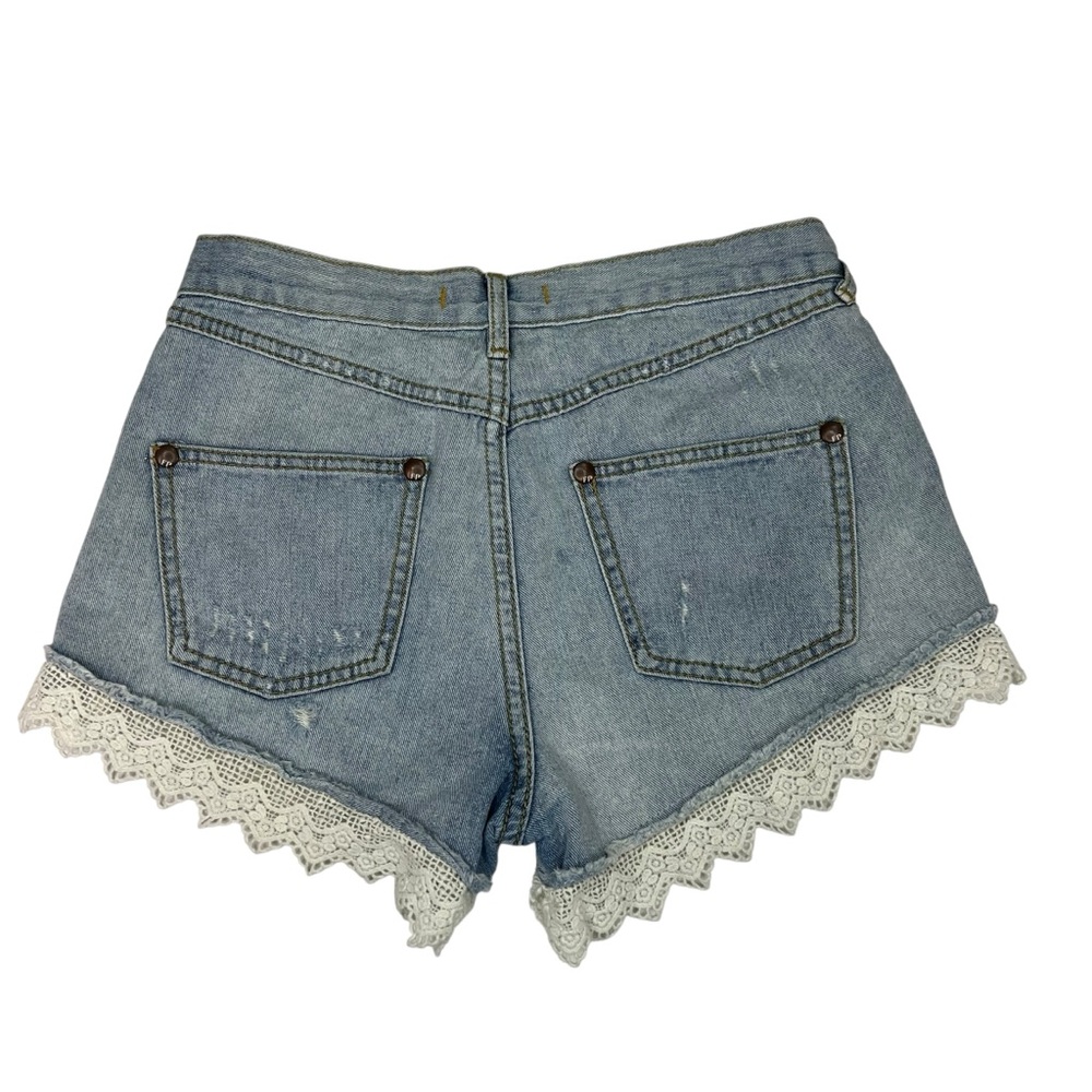 Free People Lace Hem Cutoff Light Wash Shorts 26 - Picture 5 of 5